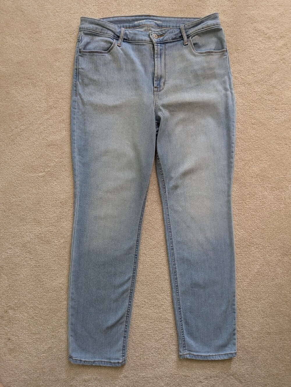 Old Navy High Rise Straight Leg Jeans Light Wash Super Soft Size 14 x 28
